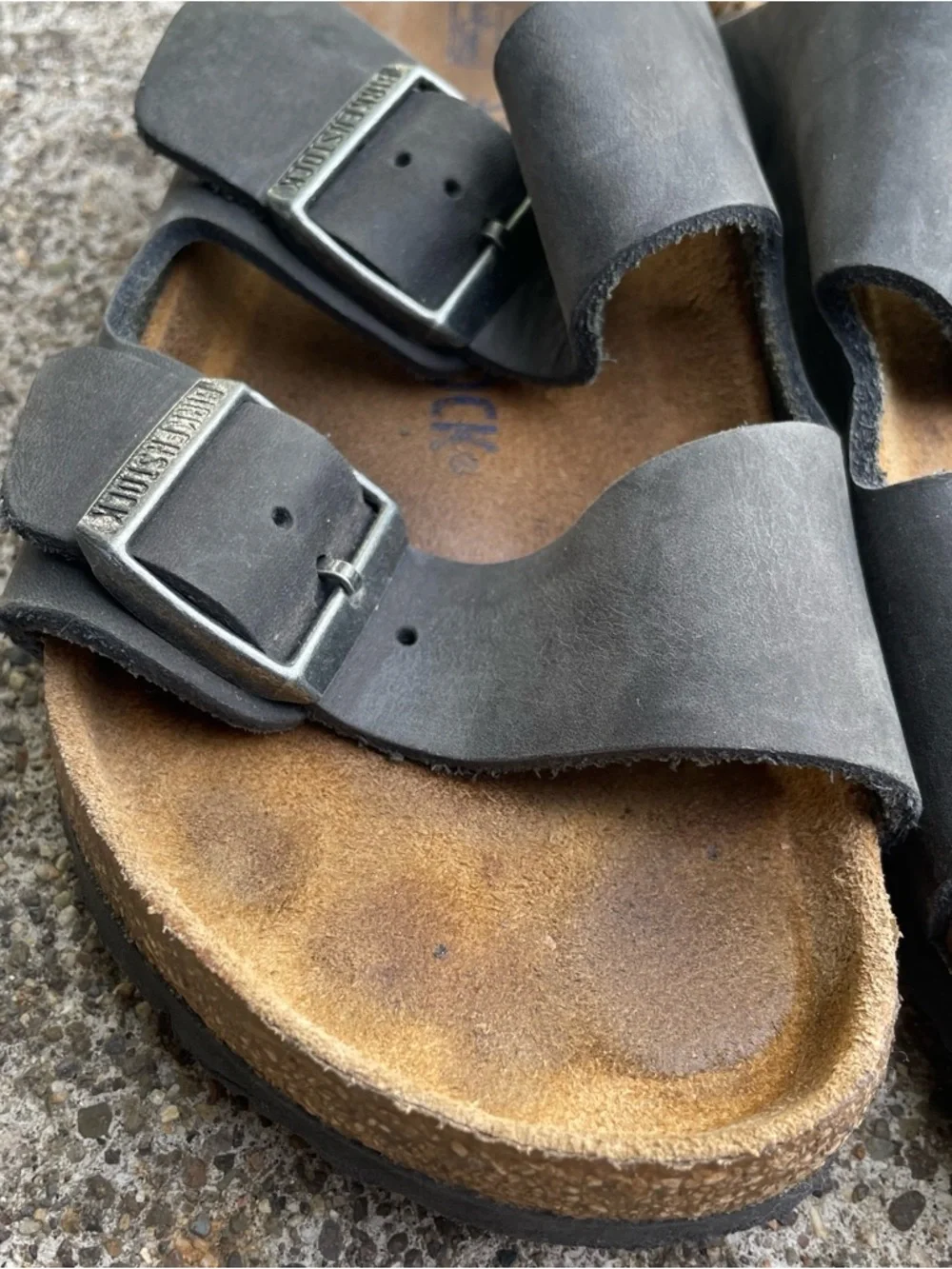 Birkenstock Arizona Soft Footbed Sandals Gray Leather Shoes Size 37 EU Womens 6 - Picture 10 of 16
